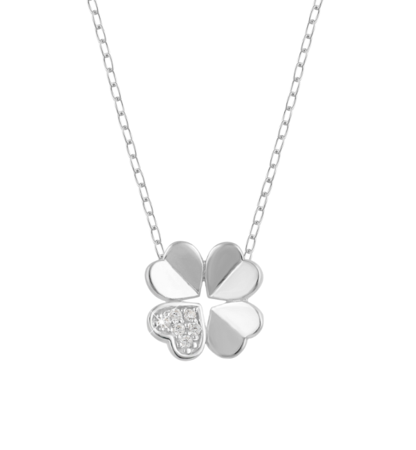 KAYA sieraden Ketting Dames Klaver met Kristallen I Zirkonia Kristallen
