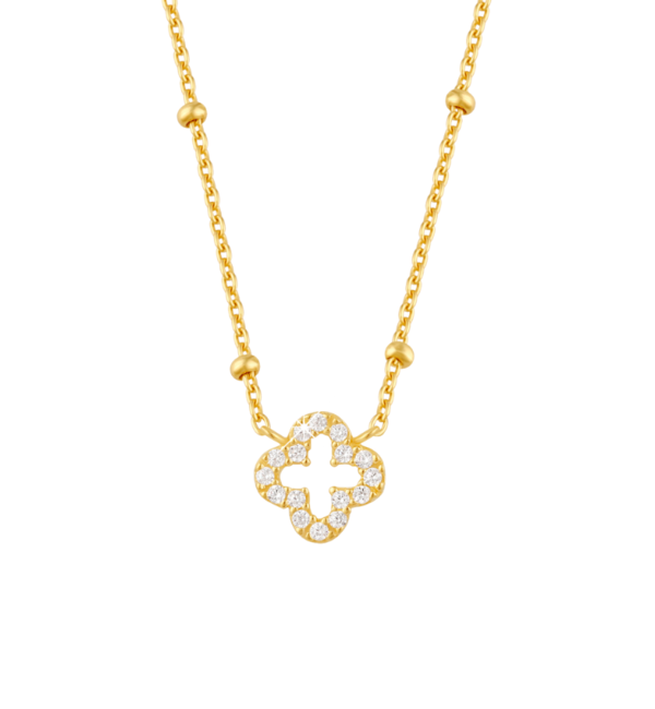 KAYA sieraden  Mother & Daughter Bead Necklace Set Clover with Crystals