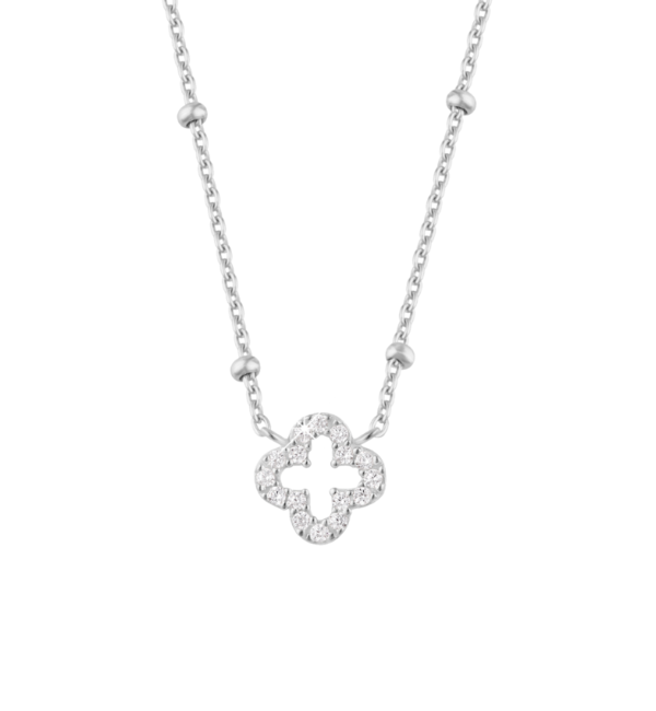 KAYA sieraden Luxe Moeder &  Dochter Bolletjes Kettingen Set Klaver met Kristallen