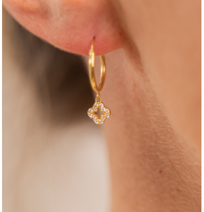 KAYA sieraden Luxury Clover Hoop Earrings with Zirconia | 12 mm