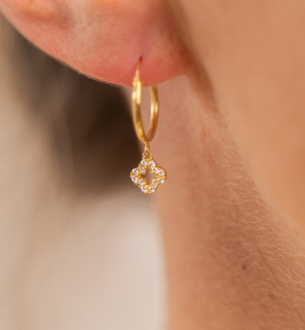 KAYA sieraden Oorringen Klaver met Kristal | 12 mm
