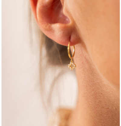 KAYA sieraden Clover with Crystal Earrings | 12 mm