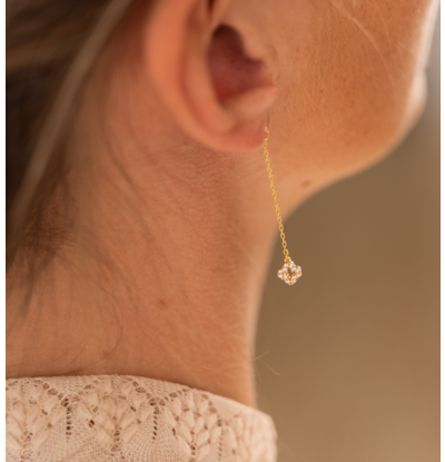 KAYA sieraden Clover Earrings with Crystal