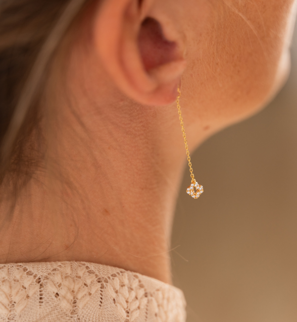 KAYA sieraden Oorhangers Klaver met Kristal