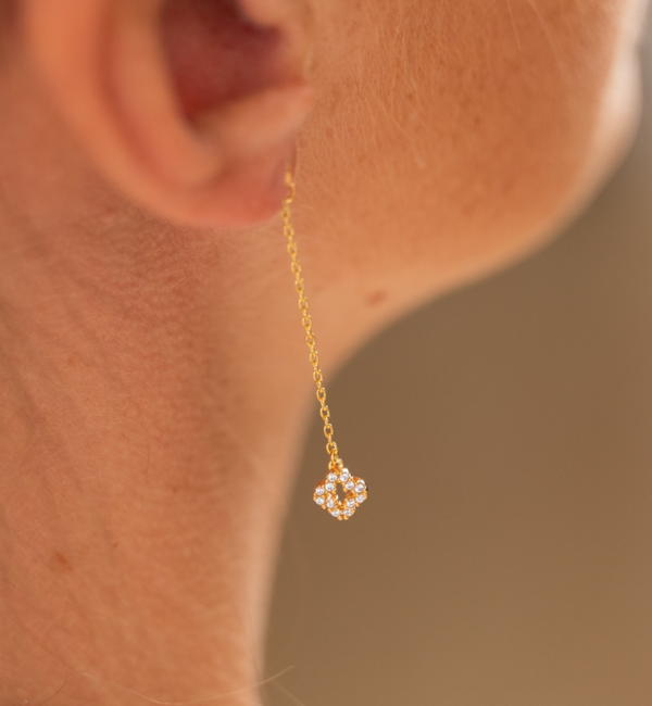 KAYA sieraden Oorhangers Klaver met Kristal