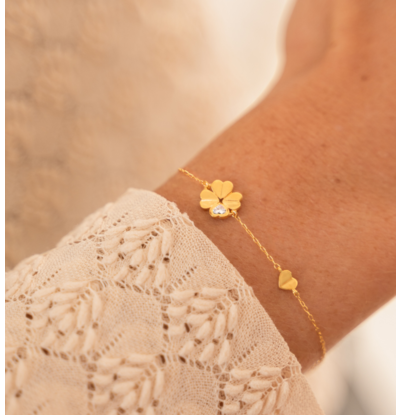 KAYA sieraden Luxe Armband Dames Klaver & Hartje met Kristal