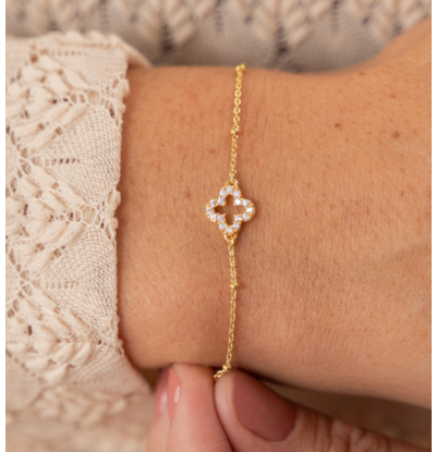 KAYA sieraden Clover bracelet with crystals