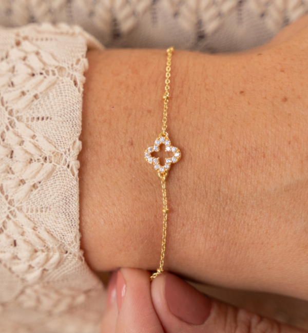 KAYA sieraden Luxe Klaver armband met Zirkonia