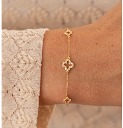 KAYA sieraden Luxe Armband Dames 3 Klavers met Zirkonia