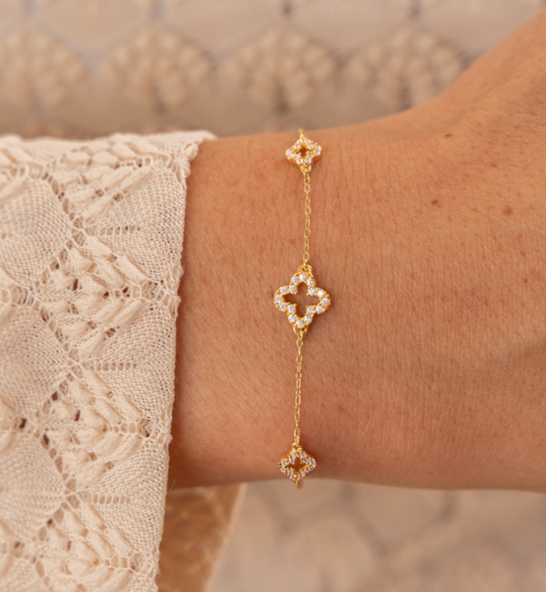 KAYA sieraden Armband Dames 3 Klavers met kristallen