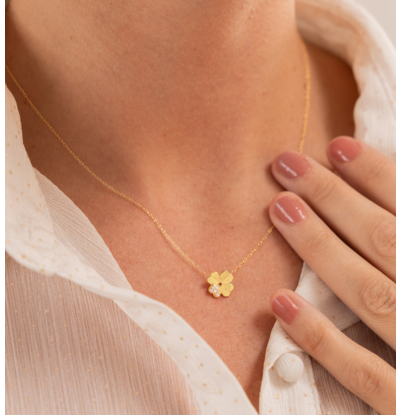 KAYA sieraden Luxe Ketting Dames Klaver met Kristallen