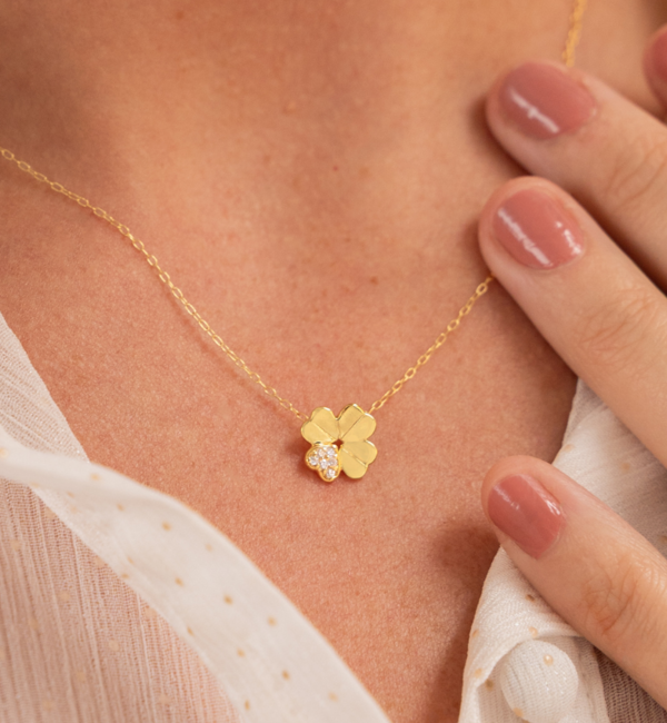 KAYA sieraden Ketting Dames Klaver met Kristallen I Zirkonia Kristallen