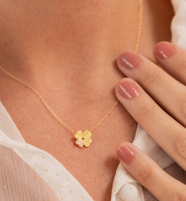 KAYA sieraden Luxury Mother & Daughter Clover Necklace Set with Zirconia