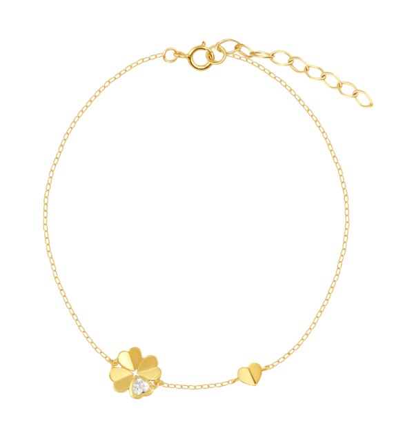 KAYA sieraden Luxury Bracelet for Ladies: Clover & Heart with Crystal