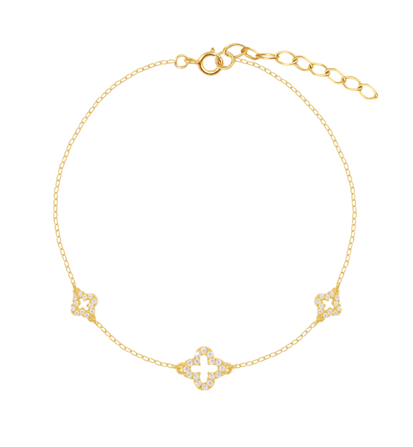 KAYA sieraden Armband Dames 3 Klavers met kristallen