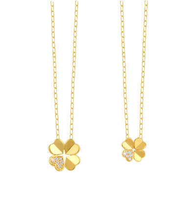 KAYA sieraden Luxe Moeder & Dochter Kettingen Set Klaver met Zirkona