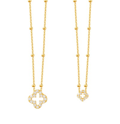 KAYA sieraden Luxe Moeder &  Dochter Kettingen Set ‘Brilliance Klaver’