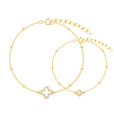KAYA sieraden Luxe Moeder & Dochter Klaver Armbanden Set met Zirkona