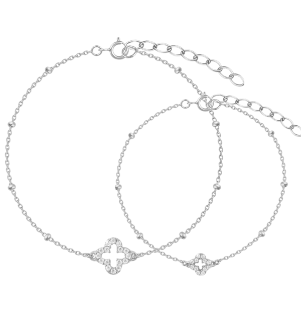 KAYA sieraden Luxury Mother & Daughter clover bracelet set with crystals