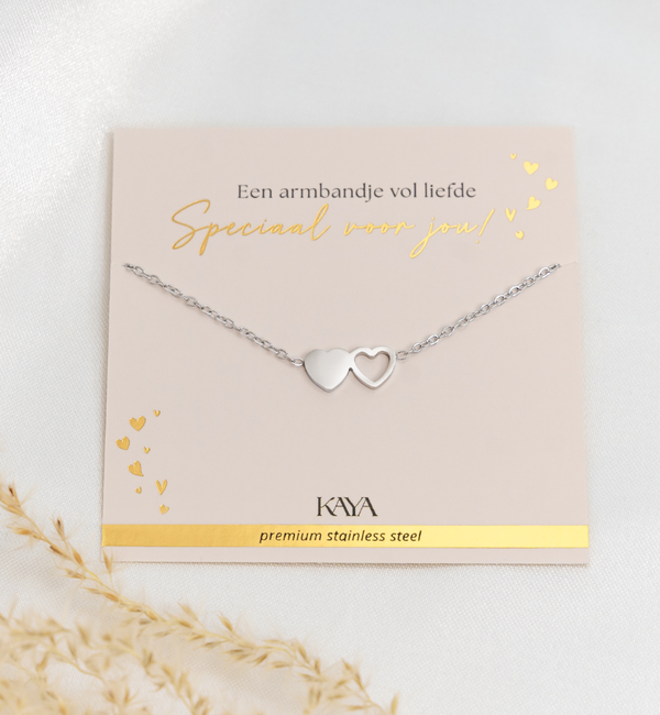KAYA sieraden Bracelet Ladies Two Hearts | Stainless Steel