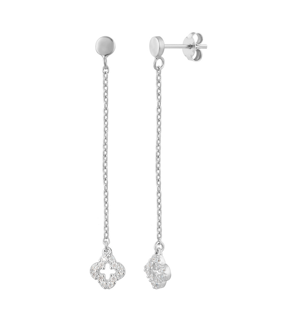 KAYA sieraden Oorhangers Klaver met Kristal