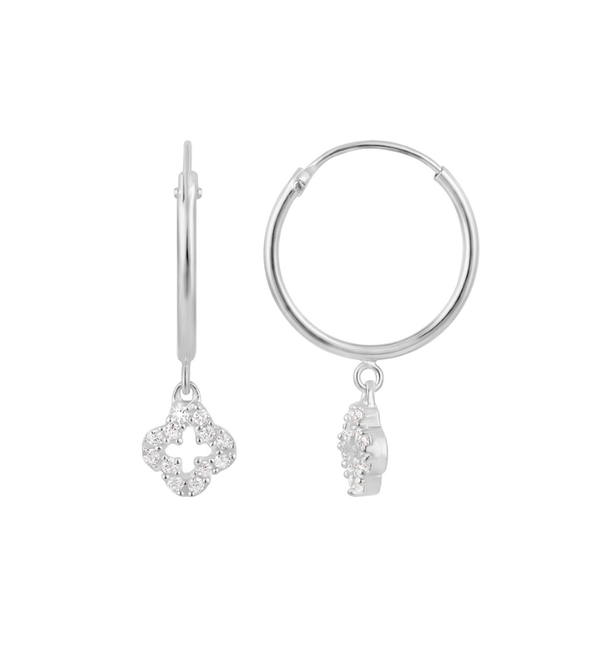 KAYA sieraden Oorringen Klaver met Kristal | 12 mm