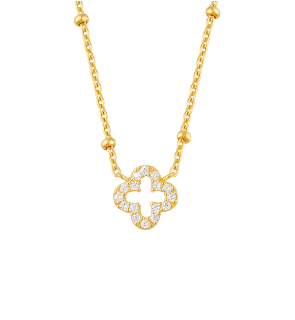 KAYA sieraden Luxe  Kinderketting Klaver met Kristallen