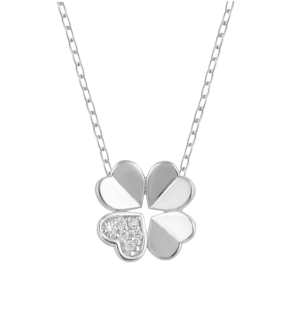 KAYA sieraden Luxe Kinderketting Klaver met Kristallen I Zirkonia Kristallen