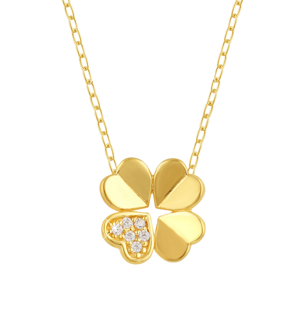KAYA sieraden Luxury Children's Clover Necklace with Crystals | Zirconia Crystals