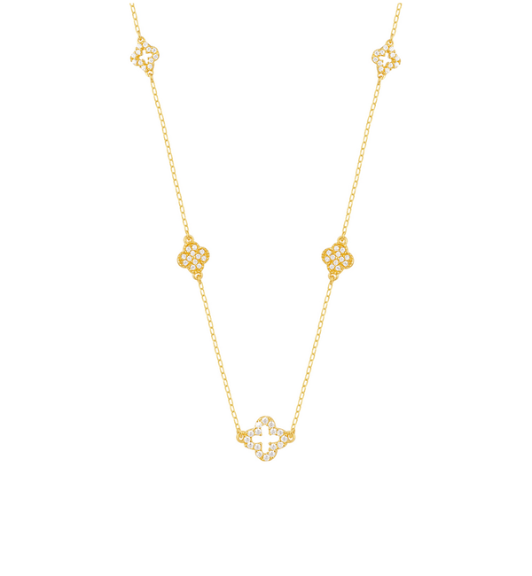 KAYA sieraden Ketting Dames 5 Klavers met Kristallen I Zirkonia Kristallen