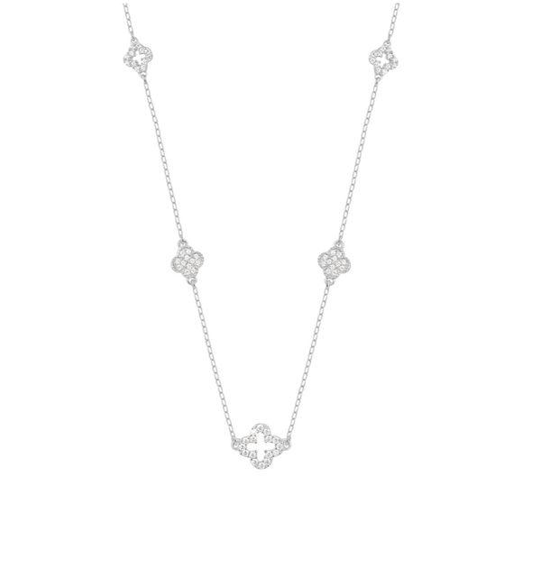 KAYA sieraden Ketting Dames 5 Klavers met Kristallen I Zirkonia Kristallen