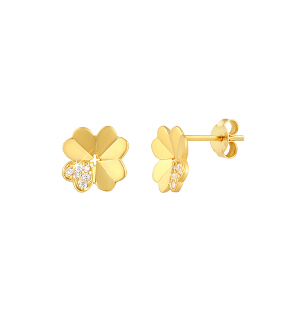 KAYA sieraden Studs Klaver met kristal
