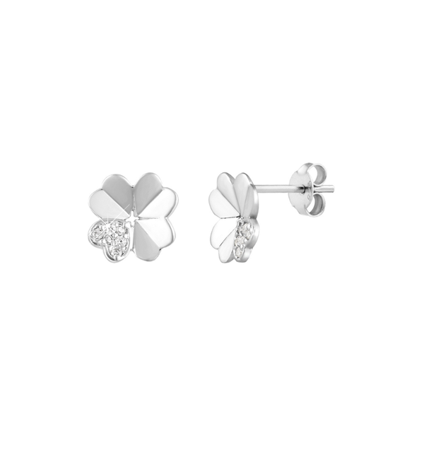 KAYA sieraden Studs Klaver met kristal