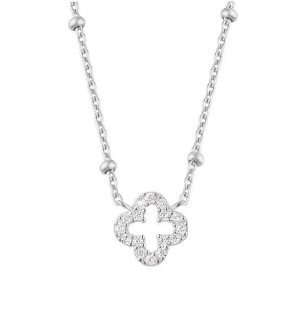 KAYA sieraden Bolletjes Ketting Dames  Klaver met Zirkonia