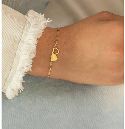 KAYA sieraden Ladies Bracelet Two Hearts | Stainless Steel