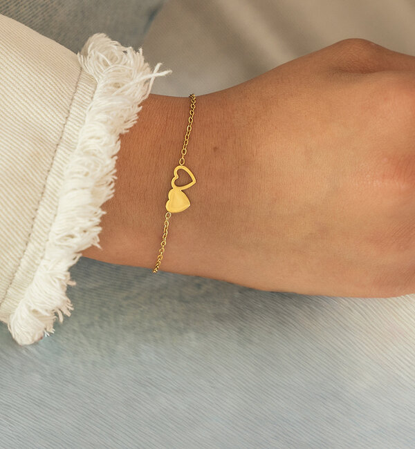 KAYA sieraden Armband Dames Two Hearts | Stainless Steel