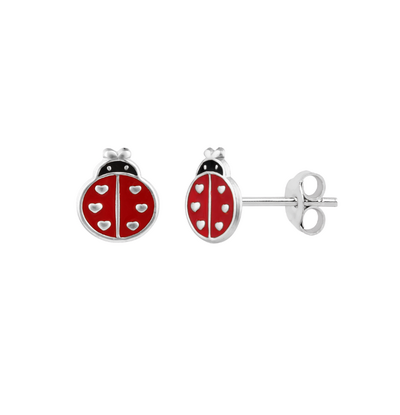 KAYA sieraden Check out Tanja> Children's Earrings 'Ladybug with Hearts'