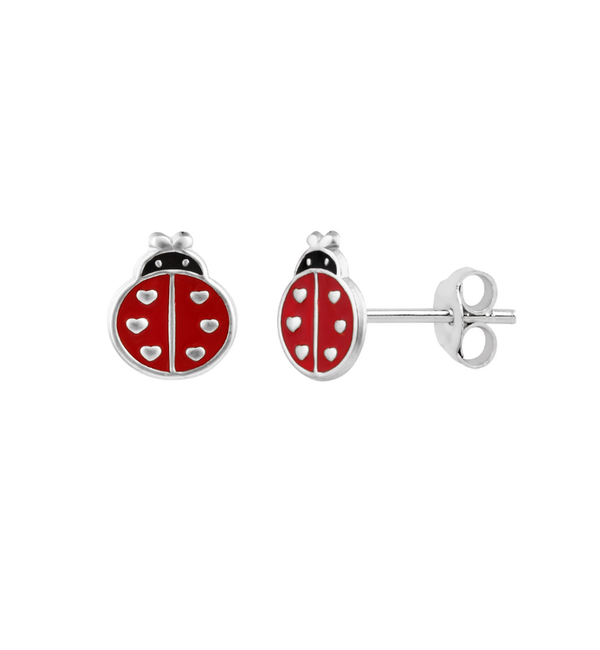 KAYA sieraden Children's earrings 'Ladybug with Hearts'
