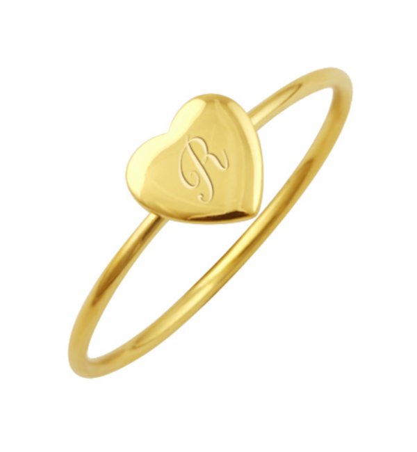 KAYA sieraden Damesring  'Sweetheart' Initiaal - Verguld