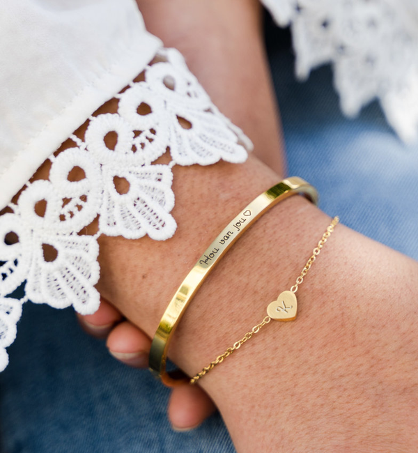 KAYA sieraden Kinderarmband met Letter 'Lovely'  Stainless Steel