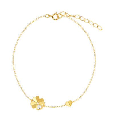 KAYA sieraden Children's bracelet Clover & Heart with Crystal