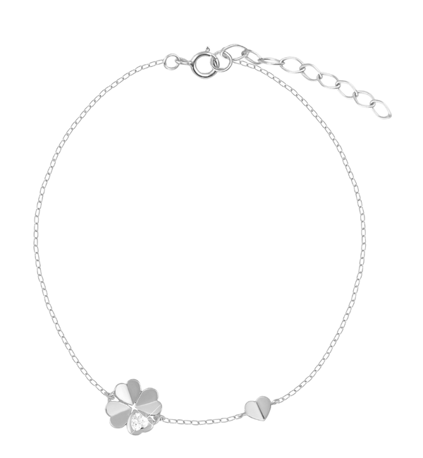 KAYA sieraden Luxury Children's Bracelet Clover & Heart with cubic zirconia