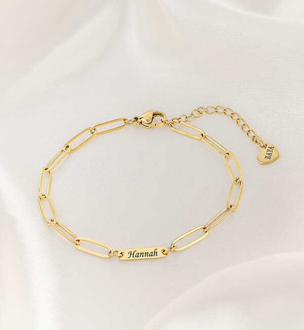 KAYA sieraden Kinderarmband 'Paperclip' met gravure