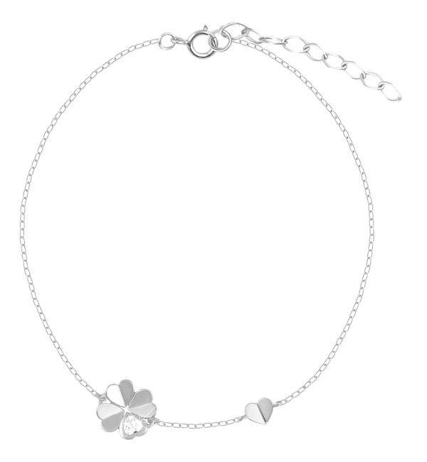 KAYA sieraden Armband Dames Klaver & Hartje met Kristal