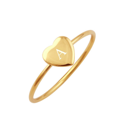 KAYA sieraden Ring Sweetheart Initiaal - Verguld