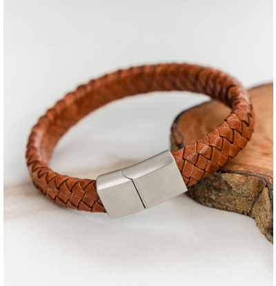 KAYA sieraden Heren Armband Leer 11mm| Camel