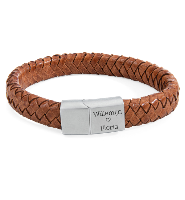 KAYA sieraden Heren Armband Leer met gravure Edge