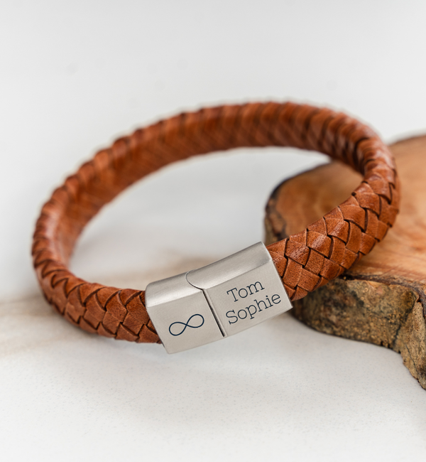 KAYA sieraden Heren Armband Leer met gravure 11mm