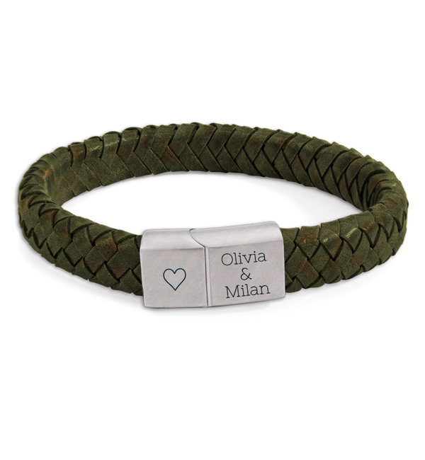 KAYA sieraden Heren Armband Leer met gravure 11 mm