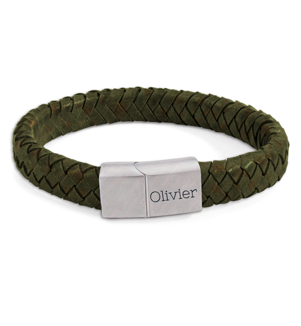 KAYA sieraden Heren Armband Leer met gravure 11 mm